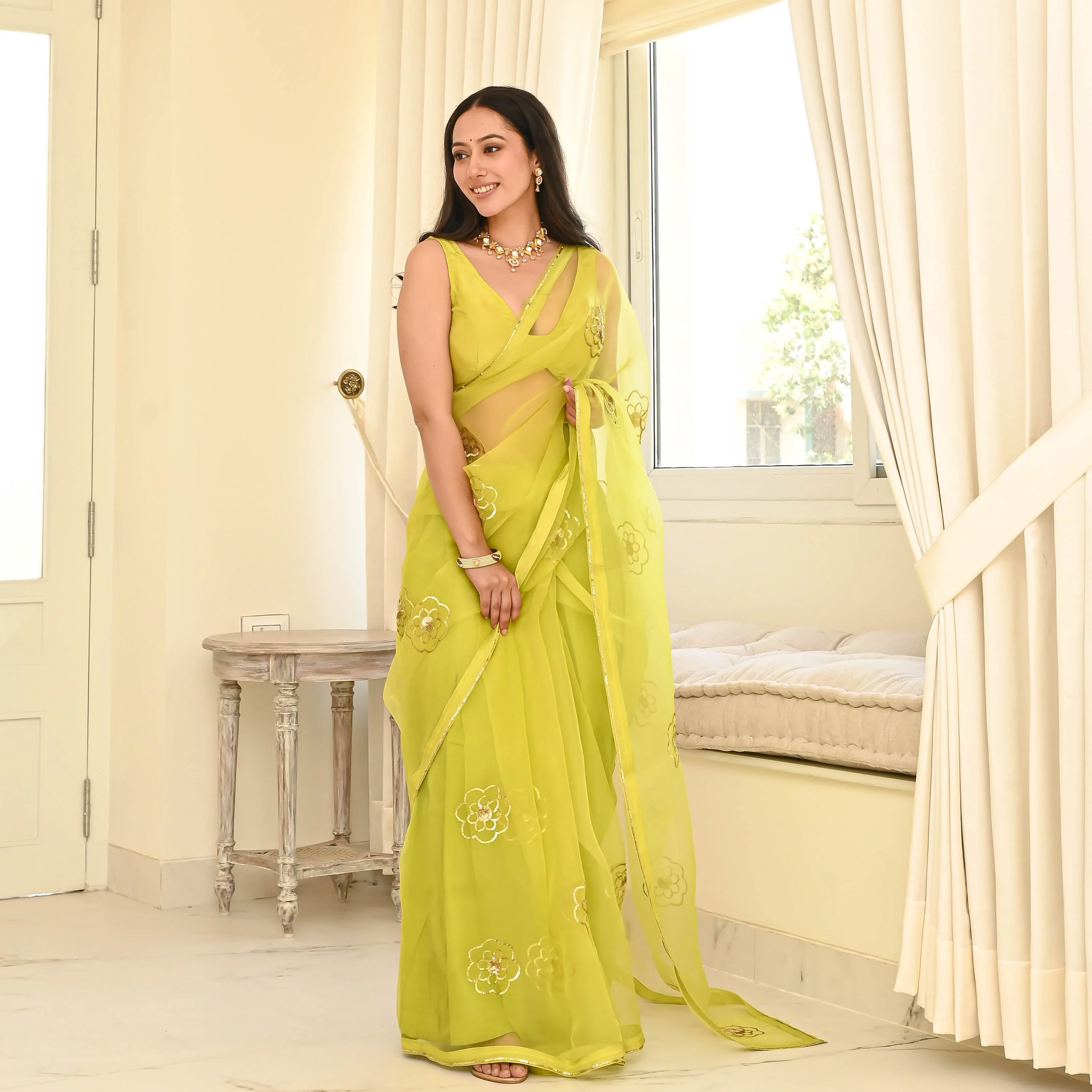 Sunny Lime Silk Organza - Woolfily