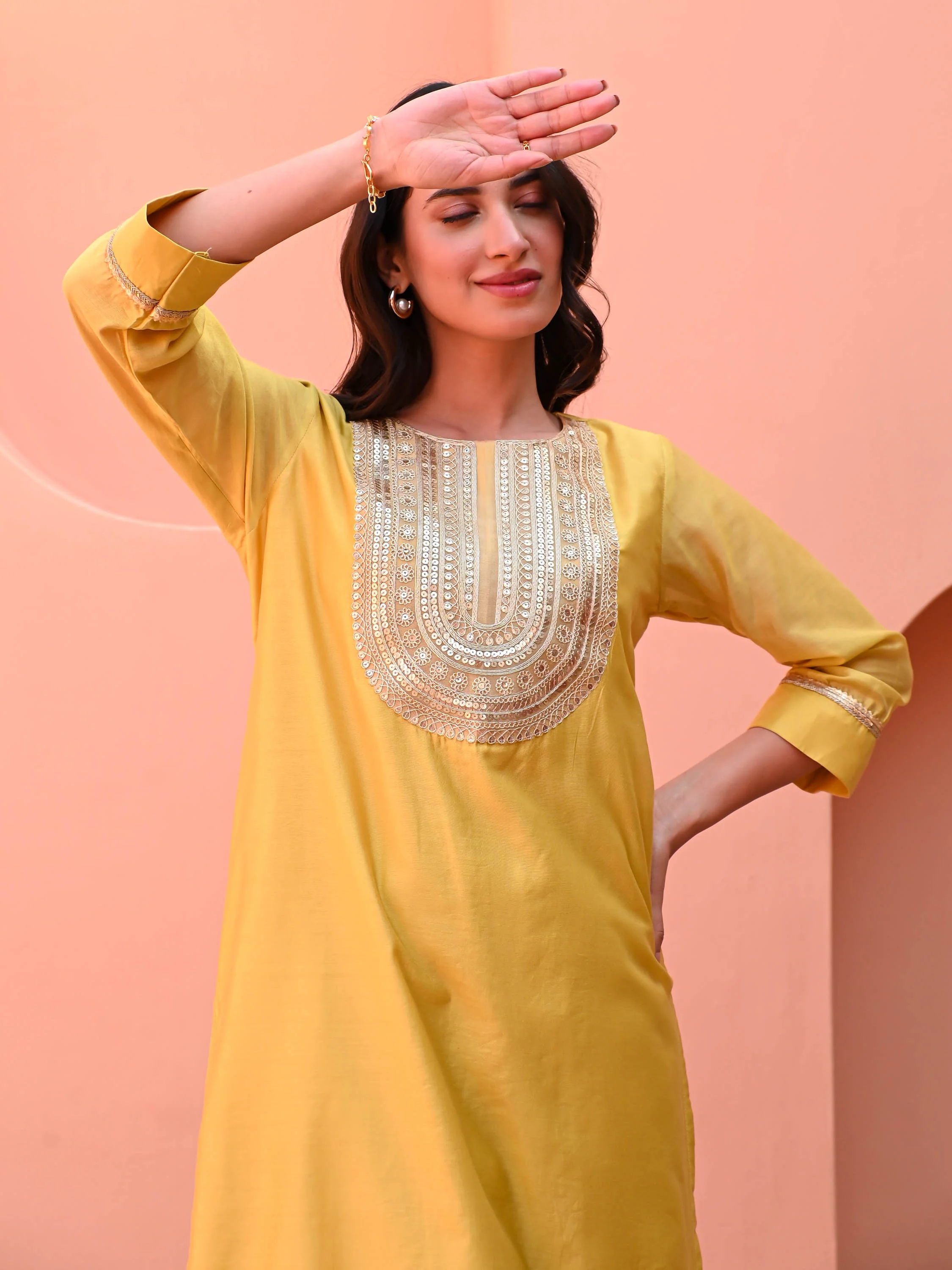Golden Haze Kurta Set - Woolfily