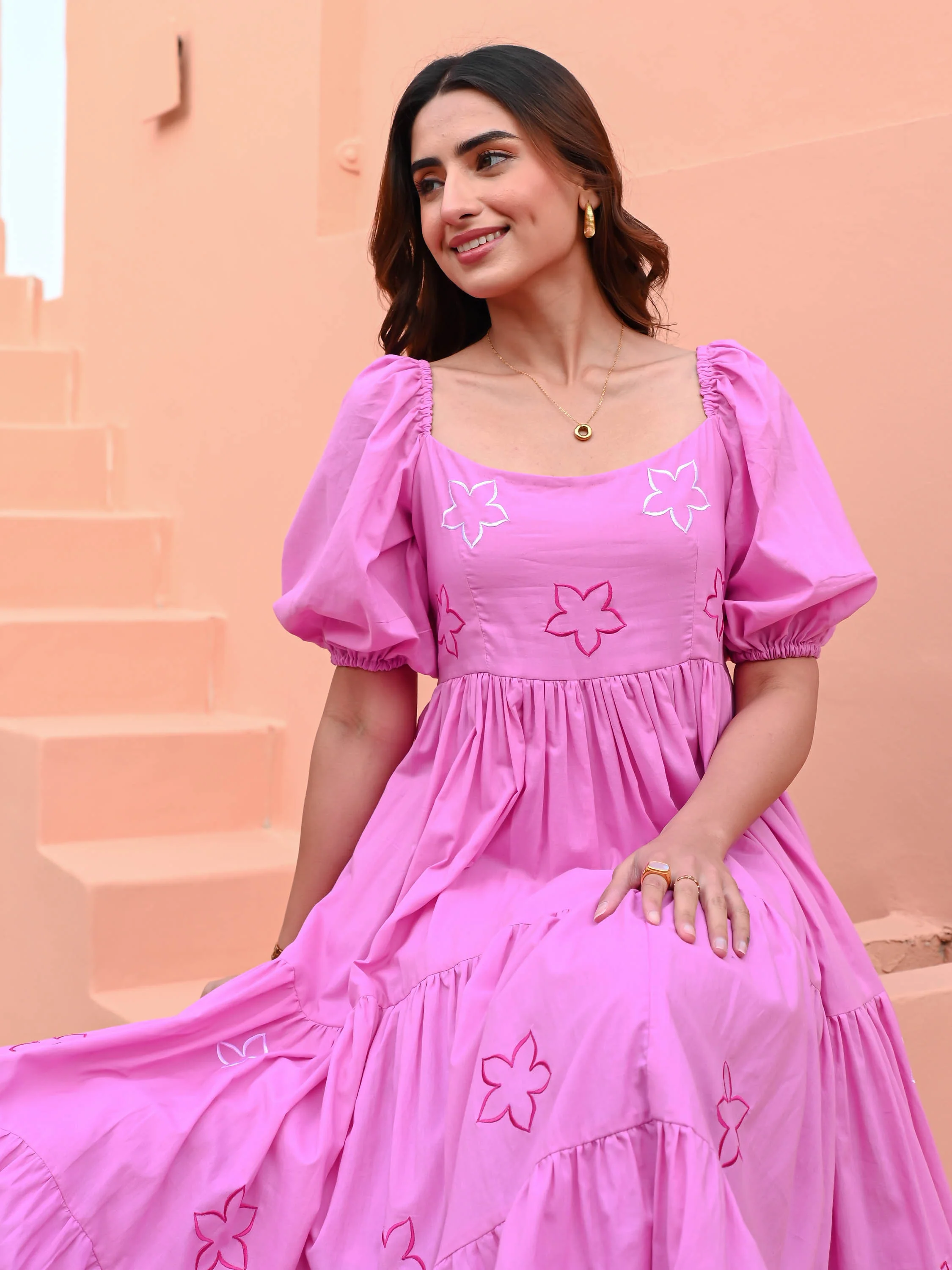 Bloom Pink Cotton Dress - Woolfily