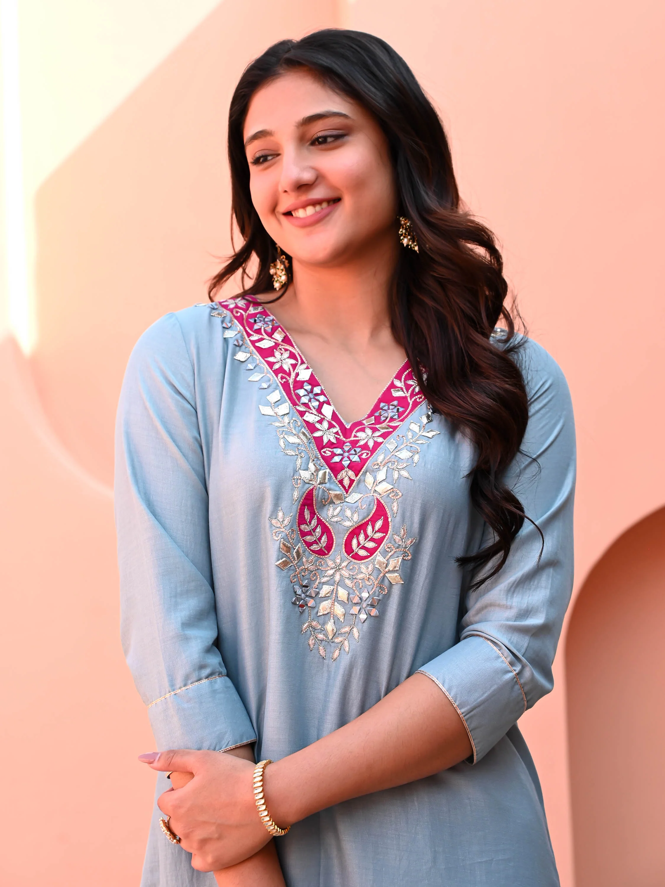 Galaxy Blue Silk Kurta Set - Woolfily