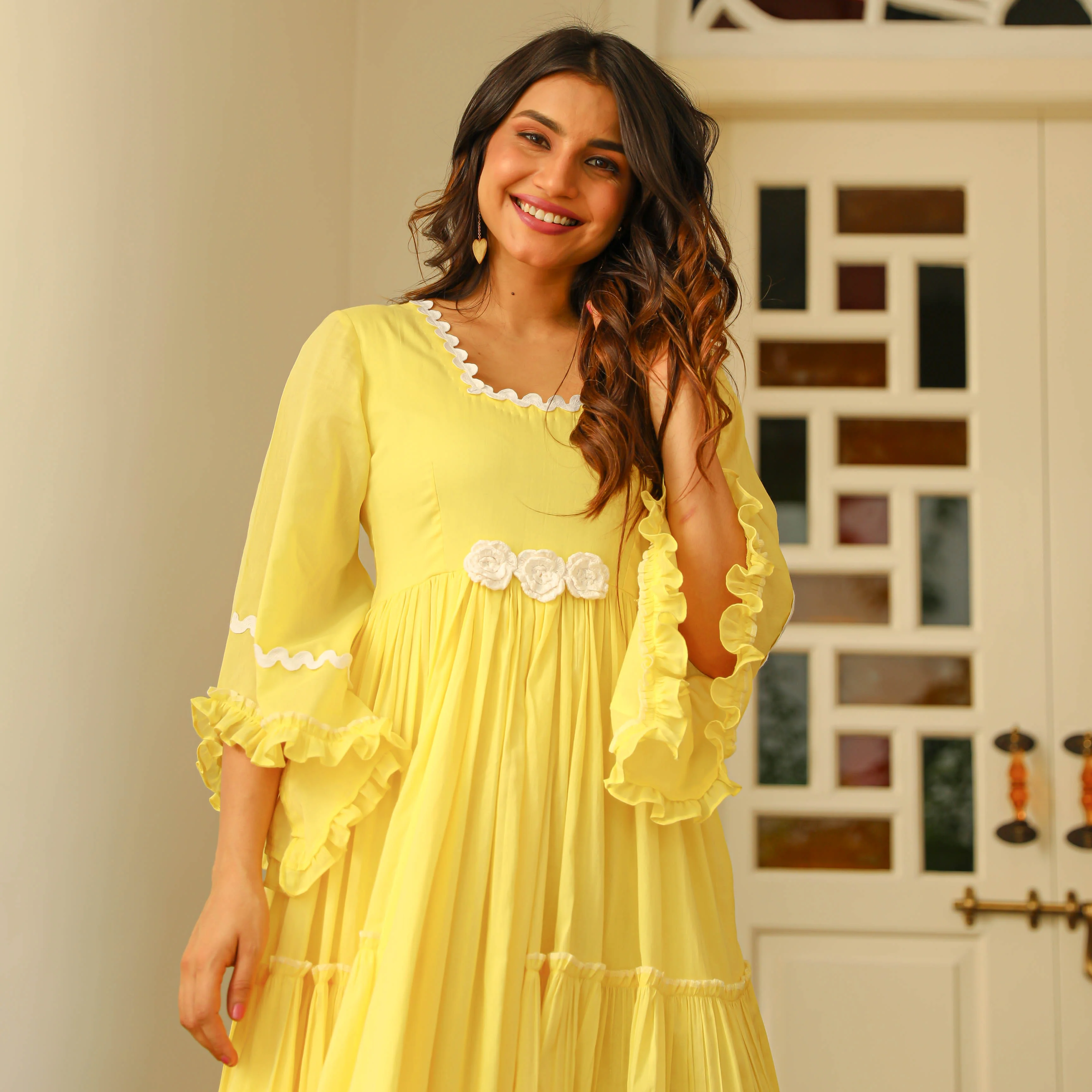 Bunaai Elfin Yellow Comfy Cotton Dress - Woolfily