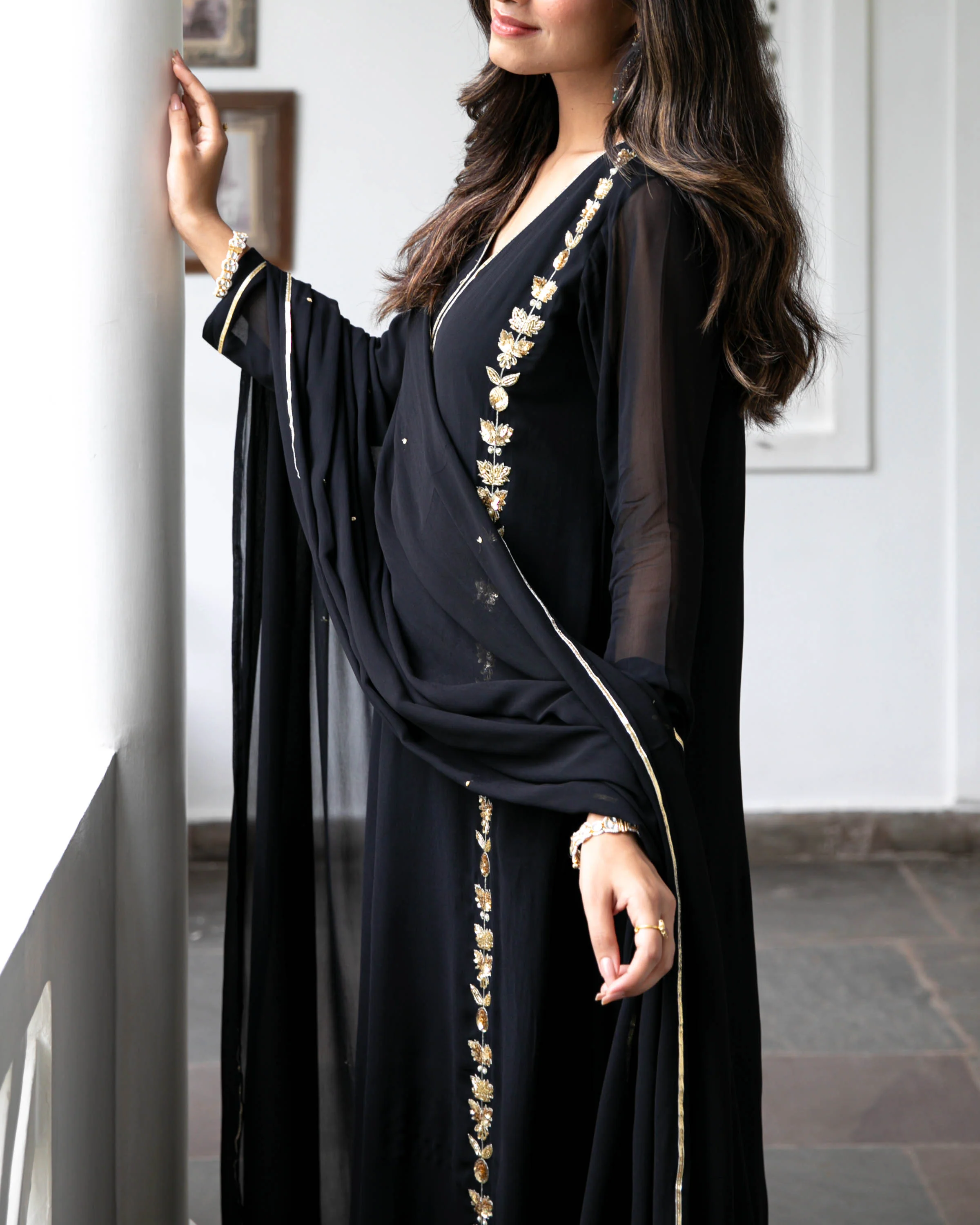 Black Hand Embroideres Suit Set - Woolfily